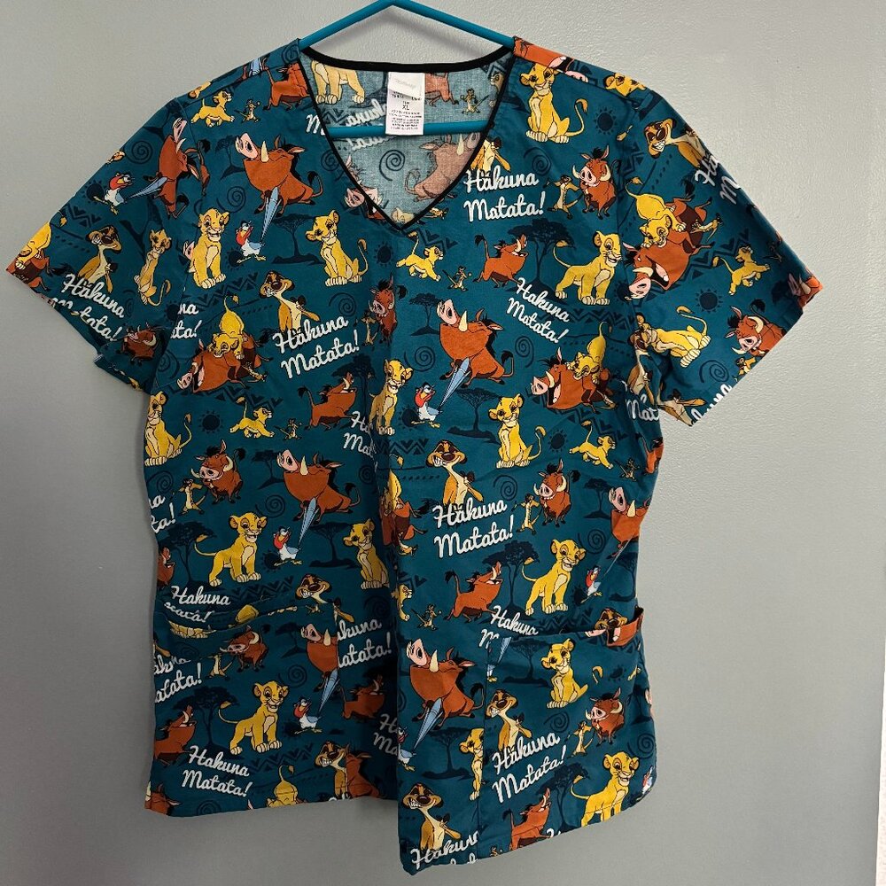 Lion King Scrub Top Caribbean Blue XL